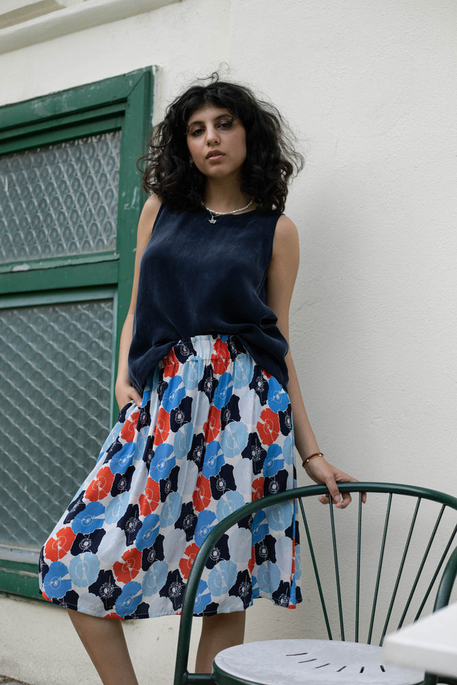 LARA SKIRT BOTANICAL GARDEN BLUE - WE BANDITS