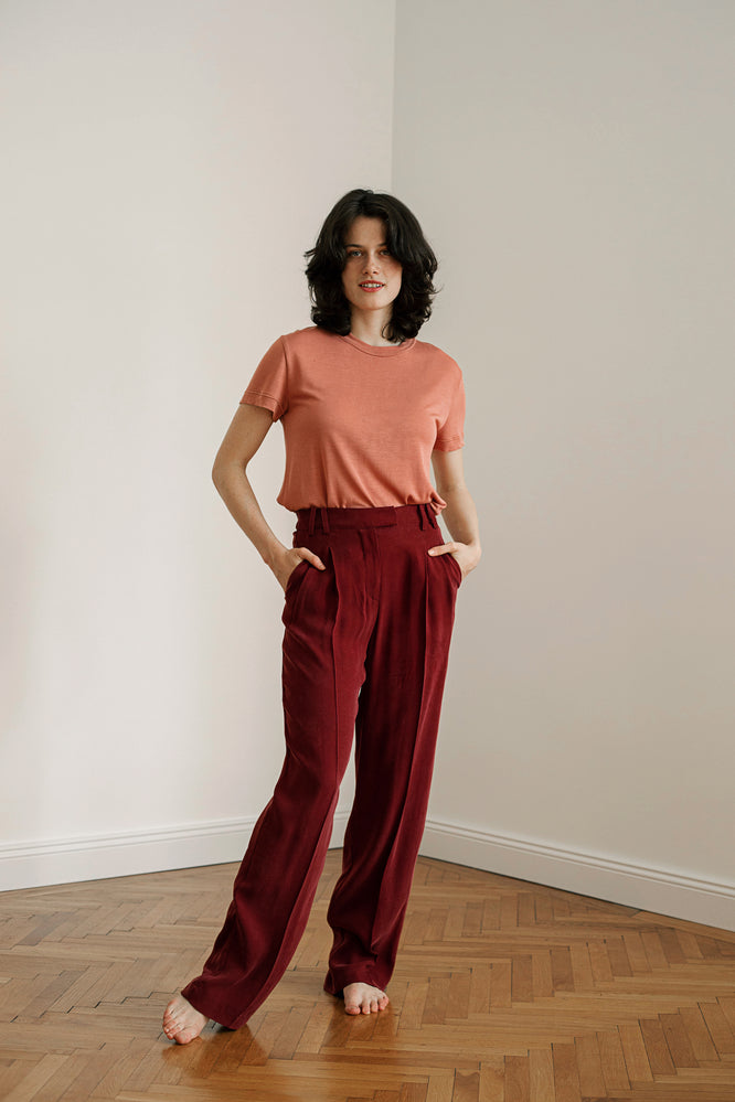 MARA PANTS BORDEAUX RED - WE BANDITS