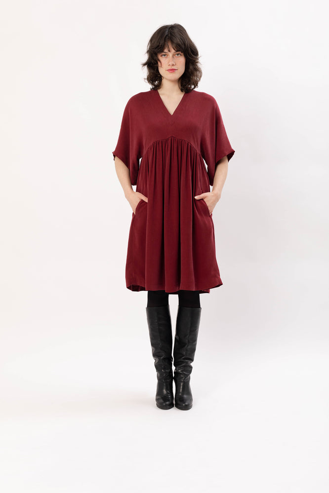 MINNA DRESS BORDEAUX RED - WE BANDITS