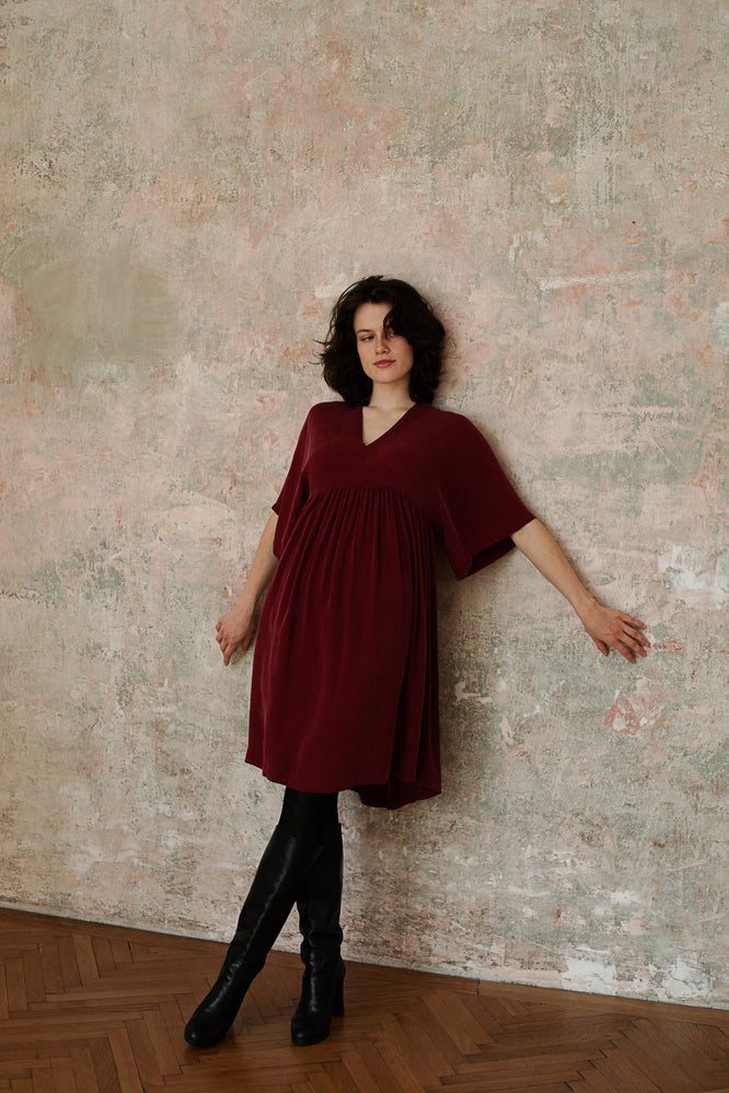 MINNA DRESS BORDEAUX RED - WE BANDITS