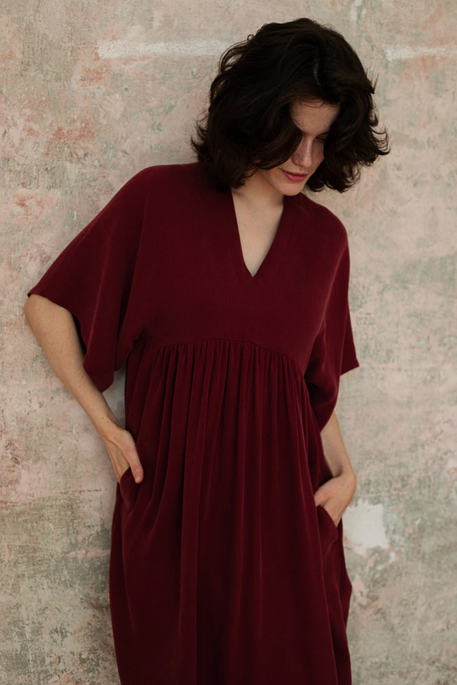 MINNA DRESS BORDEAUX RED - WE BANDITS
