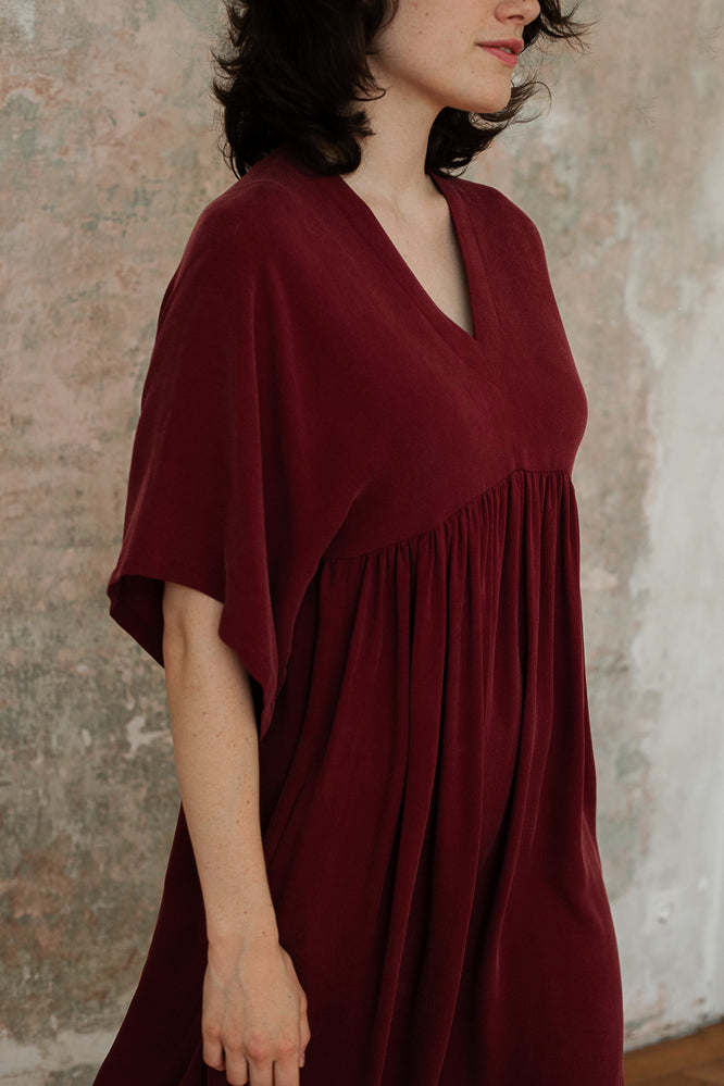 MINNA DRESS BORDEAUX RED - WE BANDITS