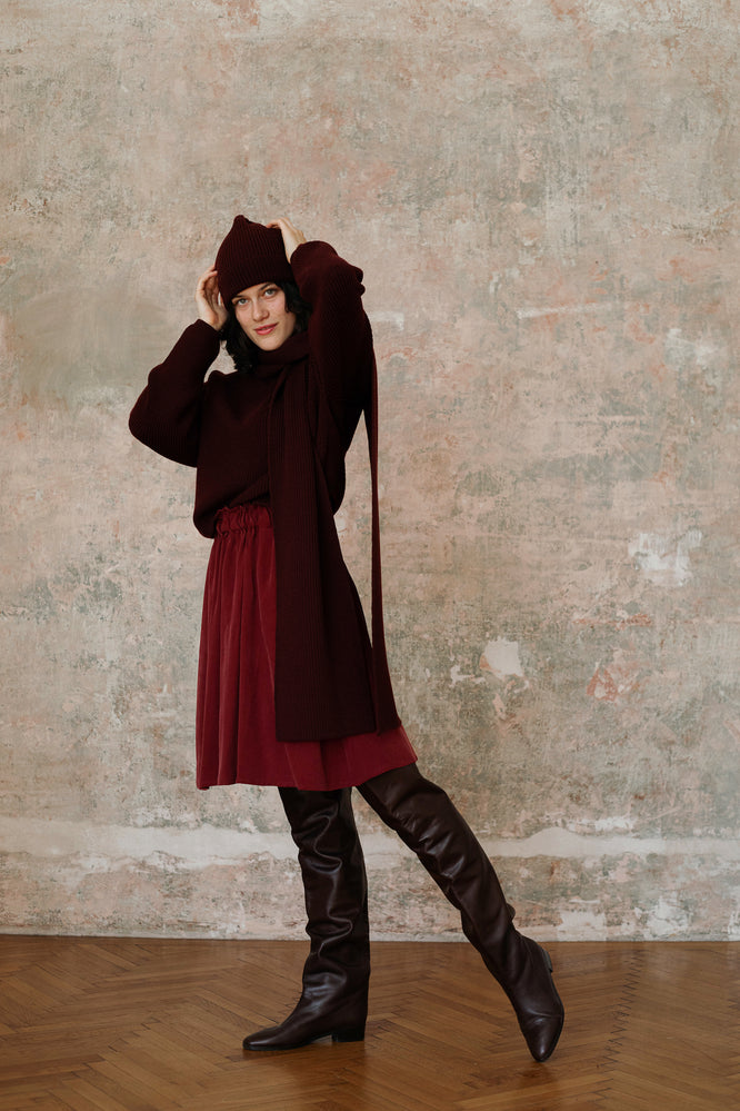 LARA SKIRT BORDEAUX RED - WE BANDITS