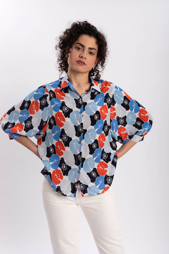 SUSA BLOUSE BOTANICAL GARDEN BLUE - WE BANDITS