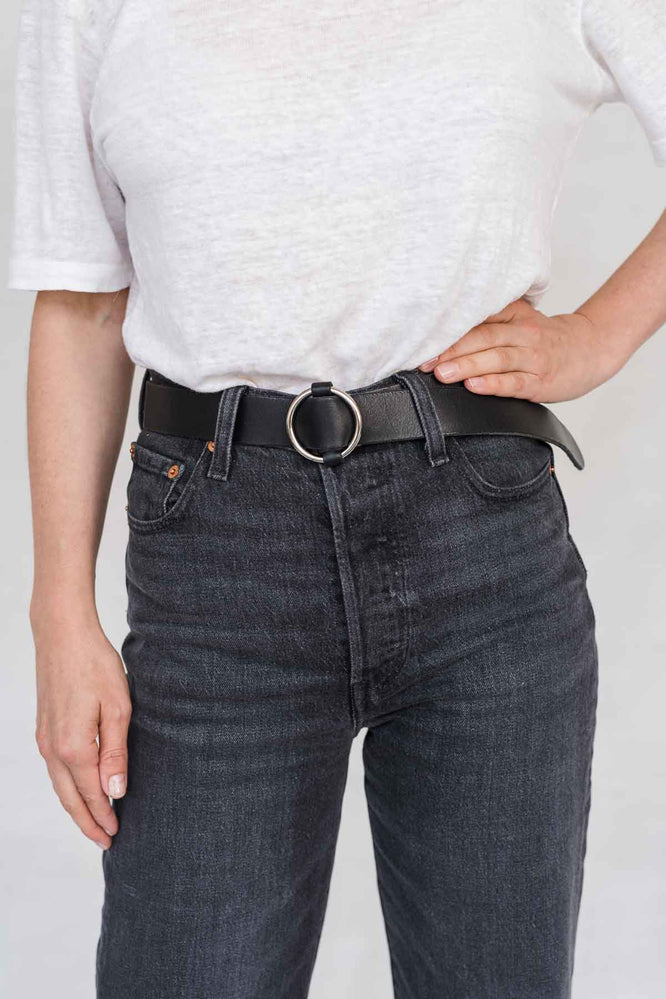 SIA LEATHER BELT BLACK/SILVER - WE BANDITS